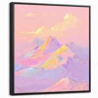 LEINWAND Bilder mit Rahmen - Berggipfel - Wolken - Verträumt - 50x50 - Hellrosa, Textil (50/50cm) - OnlyWow