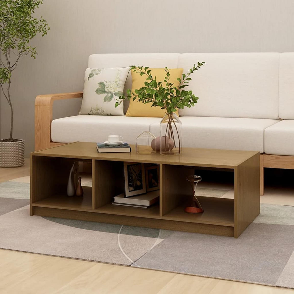 COUCHTISCH Honigbraun 110x50x34 cm Massivholz Kiefer - Braun, Holz (110/50/34cm) - furnicato