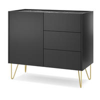 KOMMODE ARMONIA 97/83/37 cm mit 3 Schubladen 1 Türen Schwarz - Schwarz, Holzwerkstoff (97/83/37cm) - MASSENO