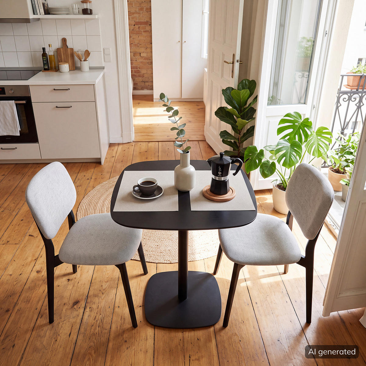 BISTROTISCH - Holzwerkstoff / Metall - Eichefarben, Holzwerkstoff/Metall (60/60/74cm) - home24