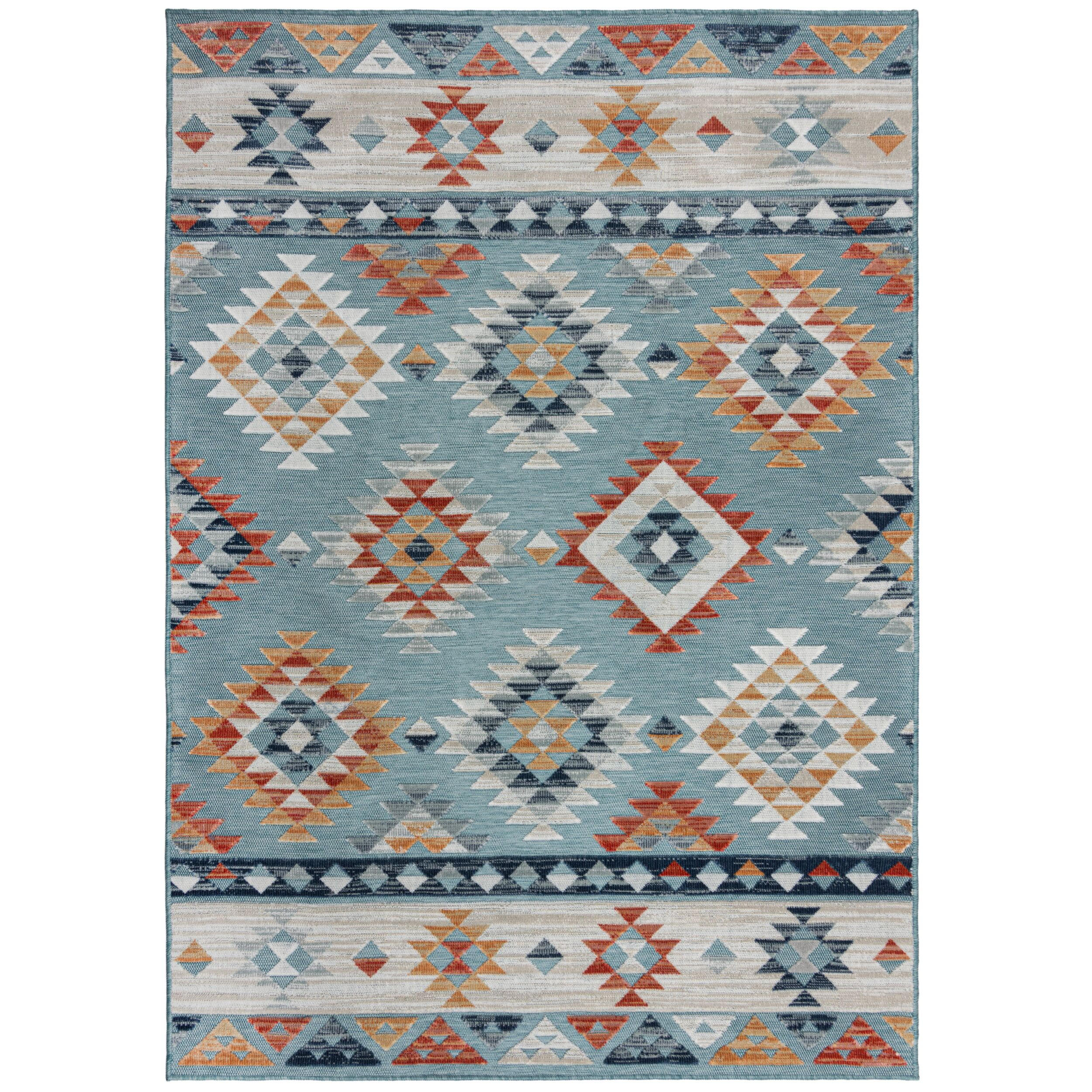 OUTDOOR Teppich Boho Orientalisch, Terrasse schmutzabweisend Blau Rechteckig 160x230 - Blau, Textil (160/230cm) - KADIMA DESIGN