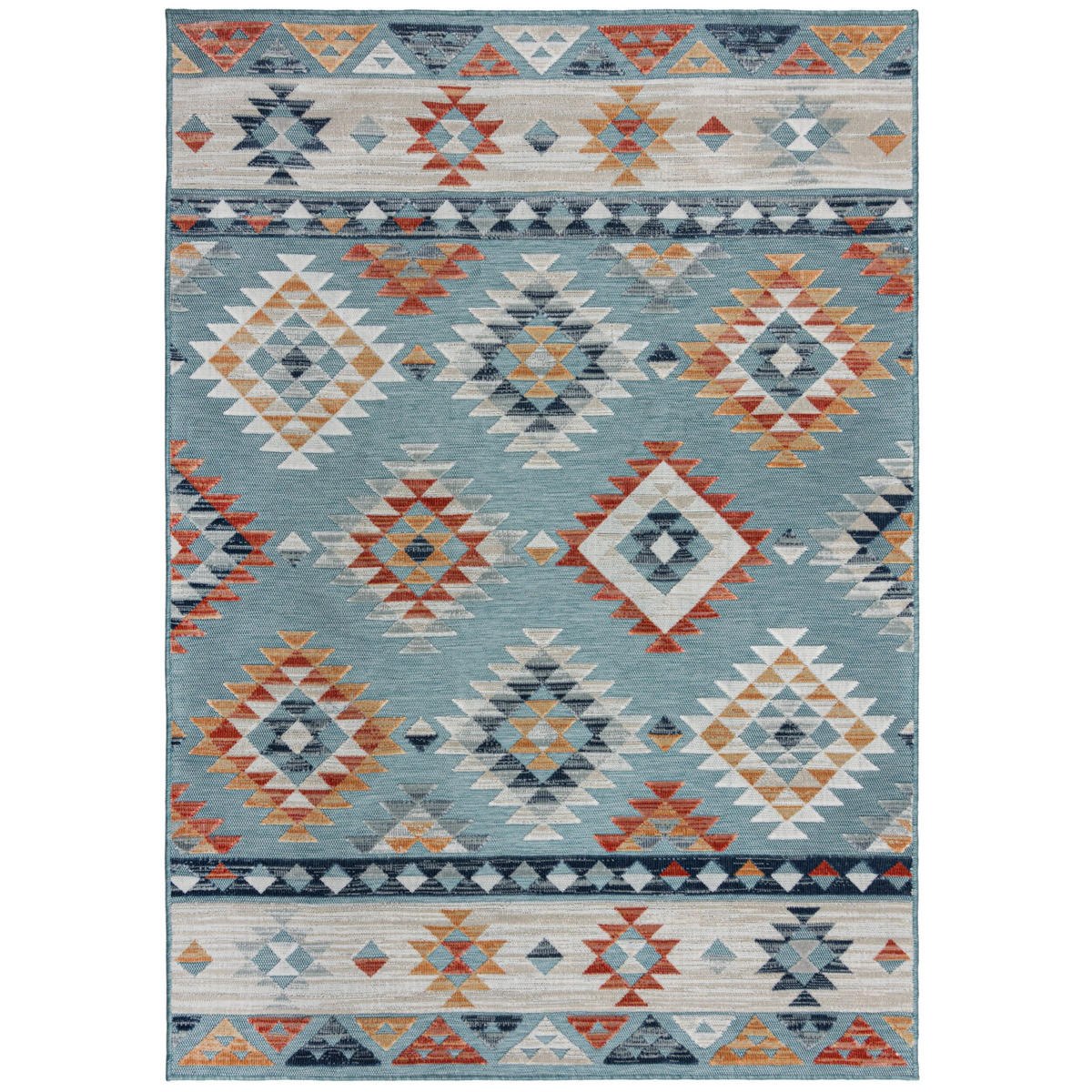 OUTDOOR Teppich Boho Orientalisch, Terrasse schmutzabweisend Blau Rechteckig 160x230 - Blau, Textil (160/230cm) - KADIMA DESIGN