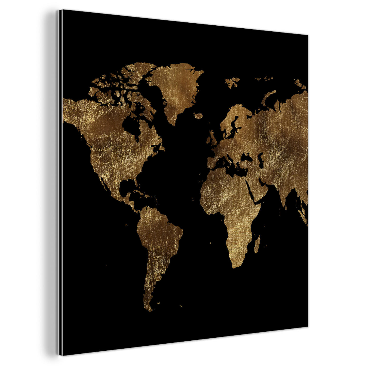 METALLBILD Weltkarte - Gold - Luxus - Erde - Schwarz 20x20 cm - Goldfarben, Metall (20/20cm) - MuchoWow