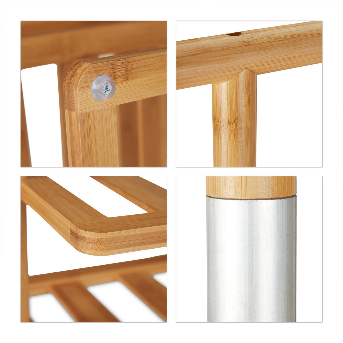KLEIDERSTÄNDER - Hellbraun, Holz/Textil (124/154/33cm) - Relaxdays
