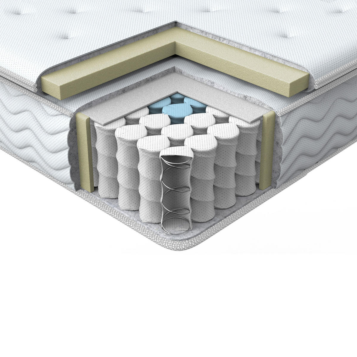 MEMORYSCHAUM-TASCHENFEDERKERNMATRATZE H2/3 Mittel 180/200 cm Luxus - Beige, Textil (180/200cm) - Beliani