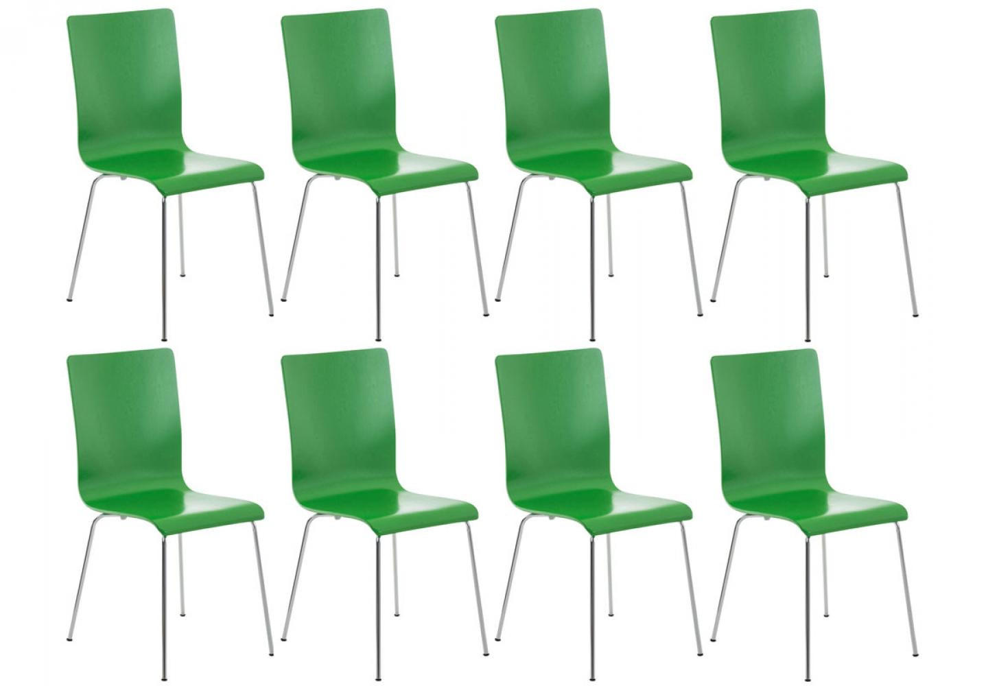 BESUCHERSTUHL 8er Set Holz grün - Grün, Holz/Metall (43/87/47cm) - CLP