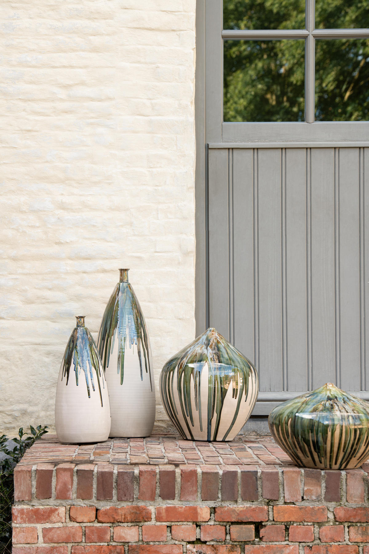 VASE CELADON - Keramik - Beige/Grün - Ø 40 cm - Multicolor, Keramik (45cm) - J-Line