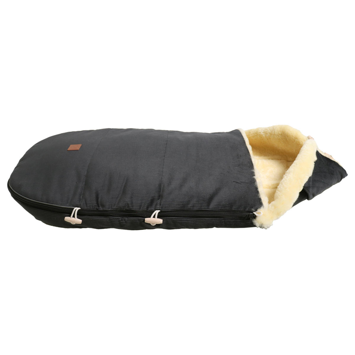 LAMMFELL-FUSSSACK Filius Cord, black - Schwarz, Fell (46/6/100cm) - Kaiserbaby