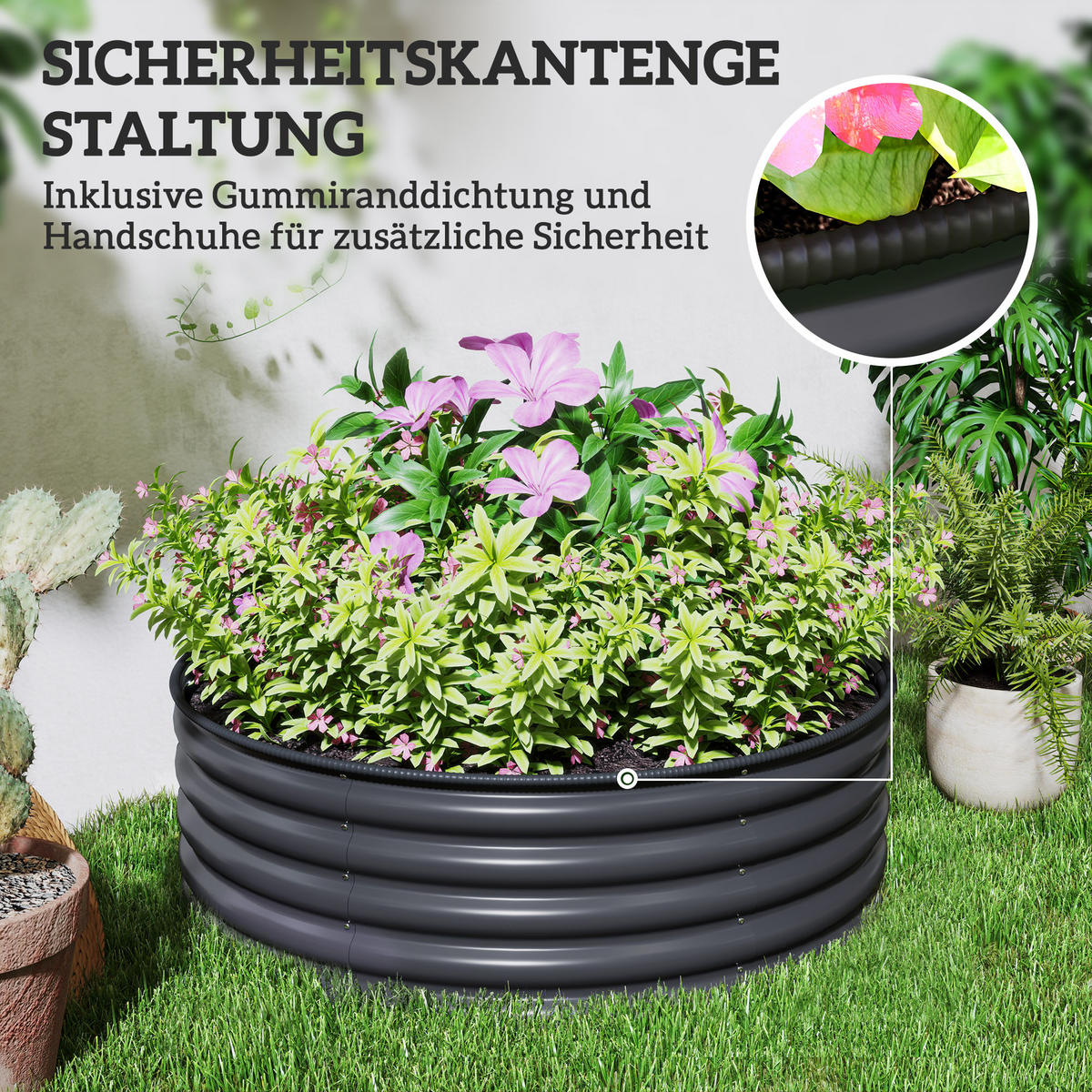 HOCHBEET - Dunkelgrau, Metall (120/43/120cm) - Outsunny