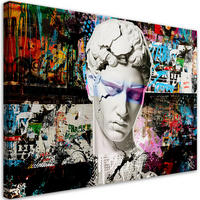 WANDBILD bunte graffiti skulptur - Multicolor, Textil (60/40cm) - Feeby
