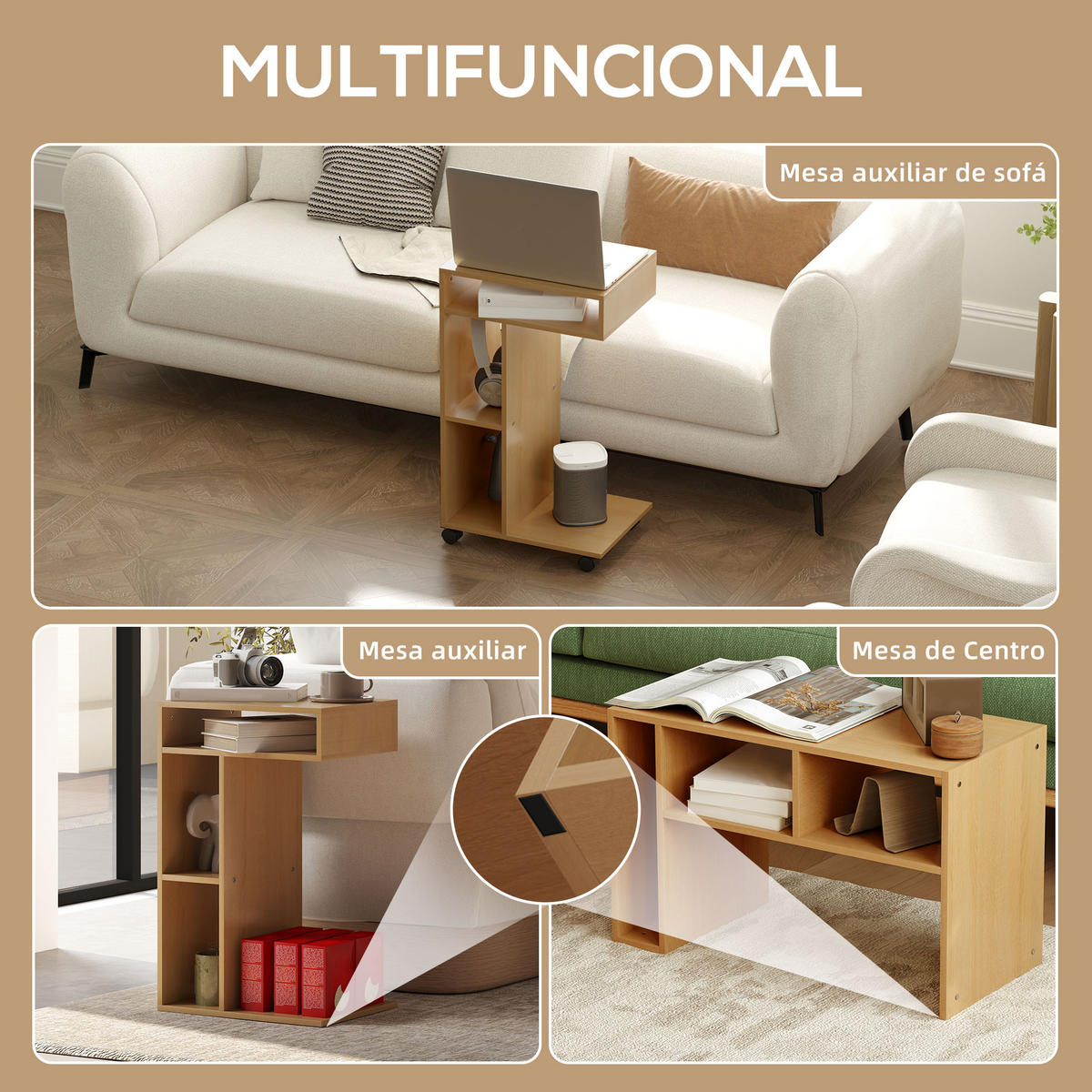 BEISTELLTISCH Beige 1 Stück - Beige, Kunststoff (40/30/69cm) - GiPP