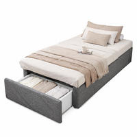 ČALOUNĚNÁ postel 90/200 cm s hydraulickým úložným prostorem a zásuvkou, Šedá - šedá, textil (90/200cm) - Redom