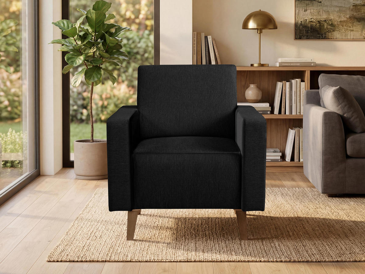 SESSEL Oviedo - Schwarz, Holz/Kunststoff (75/80/75cm) - MIRJAN24