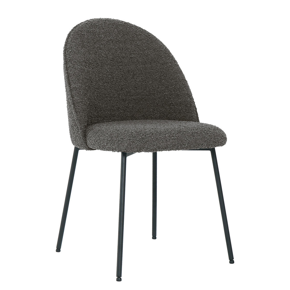 POLSTERSTUHL - 2er-Set - Bouclé / Eisen - Grau, Textil/Metall (49/84/54cm) - home24