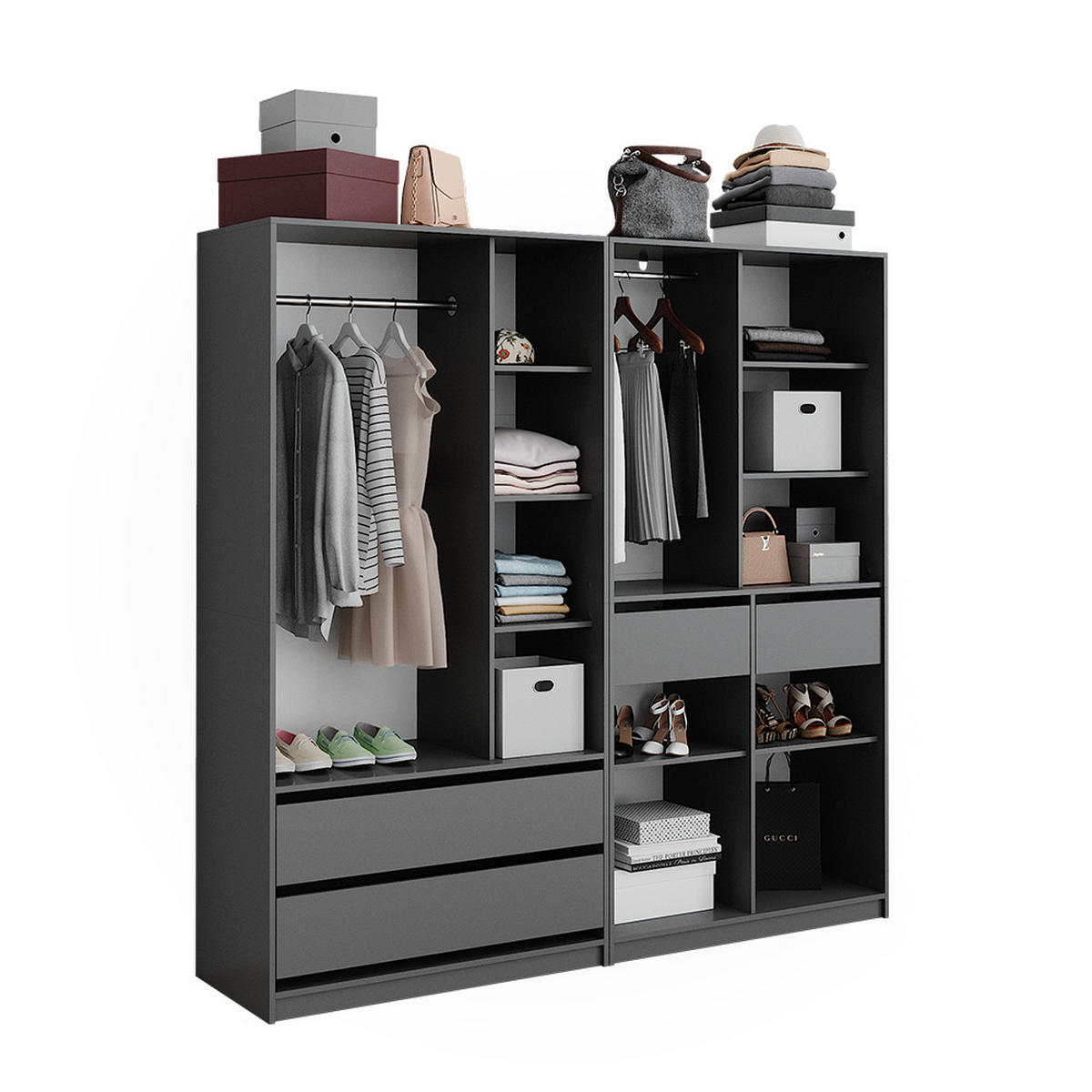 ŠATNÍ SKŘÍŇ Elmo Antracit - antracitová, kompozitní dřevo (200/200/50cm) - Vicco