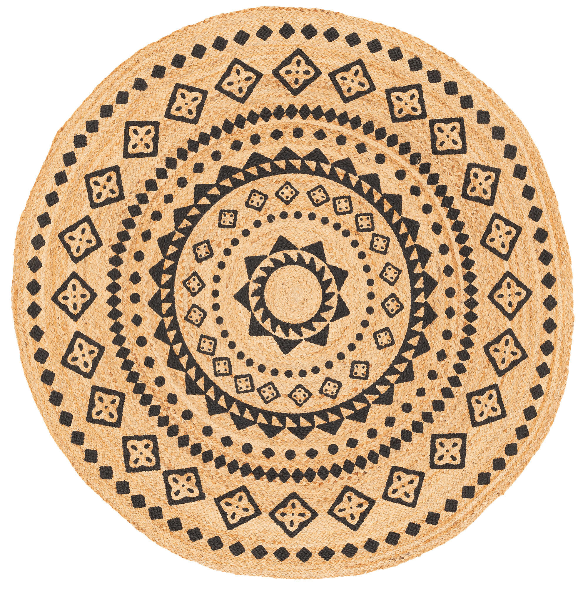 NATURFASER TEPPICH JUTE SALSA ETHNO RUND - Sandfarben, Textil (80/80cm) - Pergamon