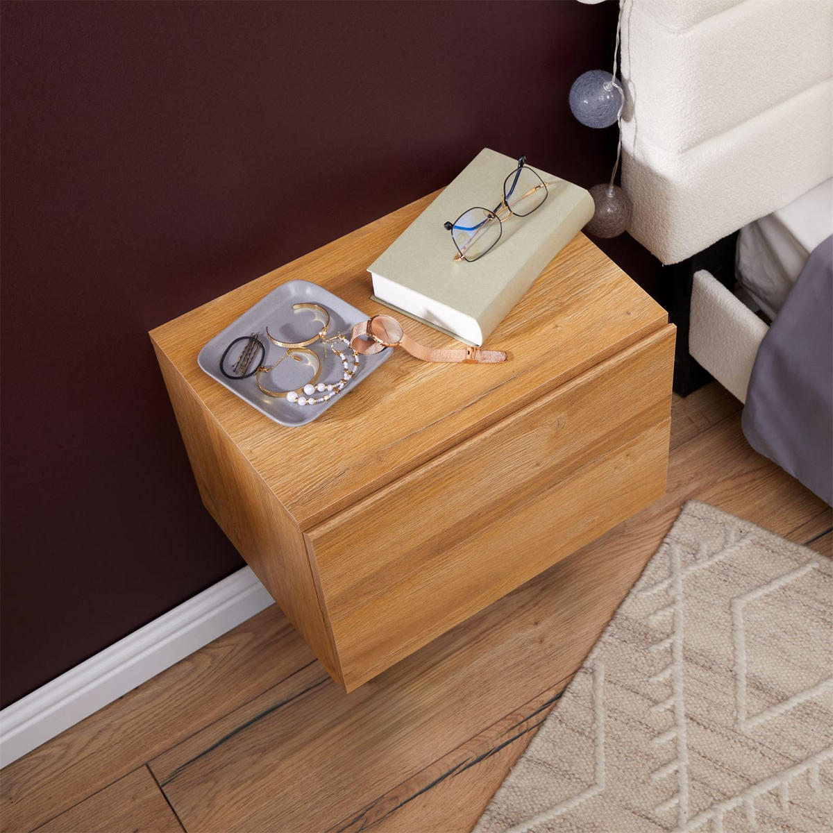 HÄNGENDER NACHTTISCH ANNI Wildeiche - Wildeiche, Holzwerkstoff (42/29/30cm) - CARO-Möbel