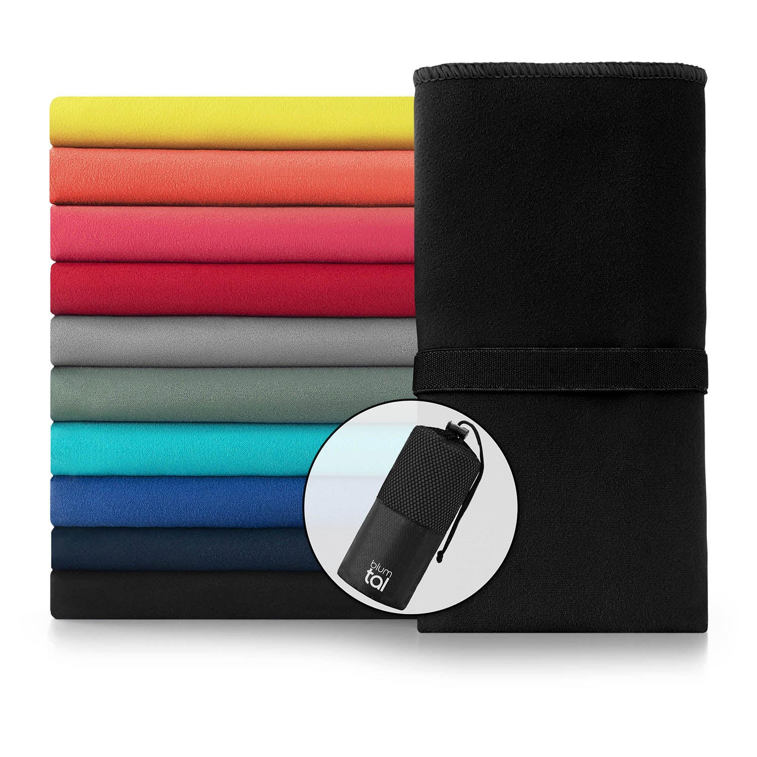 SPORTHANDTUCH Vitval 2er-Set, 180/90 cm & 80/40 cm, Schwarz - Schwarz, Textil (180/90cm) - Blumtal