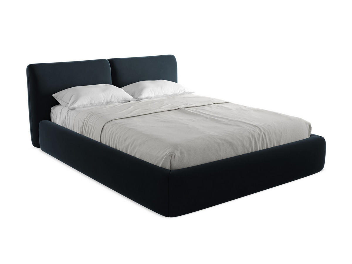 POLSTERBETT mit Bettkasten und Lattenrost 180x228 Blau - Blau/Schwarz, Kunststoff/Textil (160/200cm) - Makamii