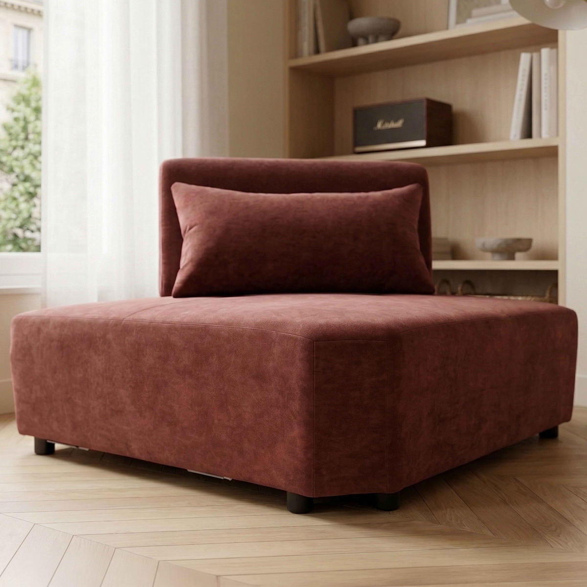 ECKSESSEL, Rot - Rot, Textil (170/82/117cm) - Oviala