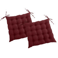 SITZKISSEN 2er Set 16-Punkt dunkelrot 40/40 cm mit Steppung und Halte-Bändern - Rot, Textil (40/40/4cm) - wometo