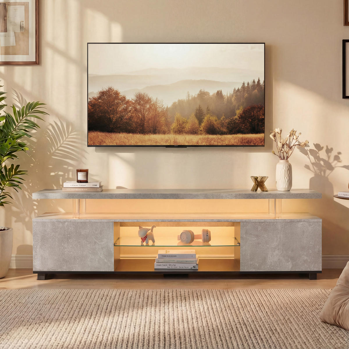 TV-ELEMENT mit Stauraum für TVs bis 152,4 cm Grau/Schwarz - Grau, Holz (40/48/130cm) - Beauniv