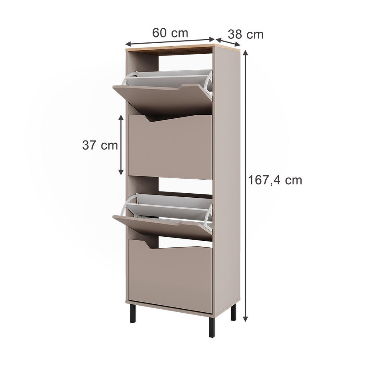 BOTNÍK NA BOTY Marelle Béžový dub/Artisan - šedobéžová, kompozitní dřevo (60/167.4/38cm) - Vicco