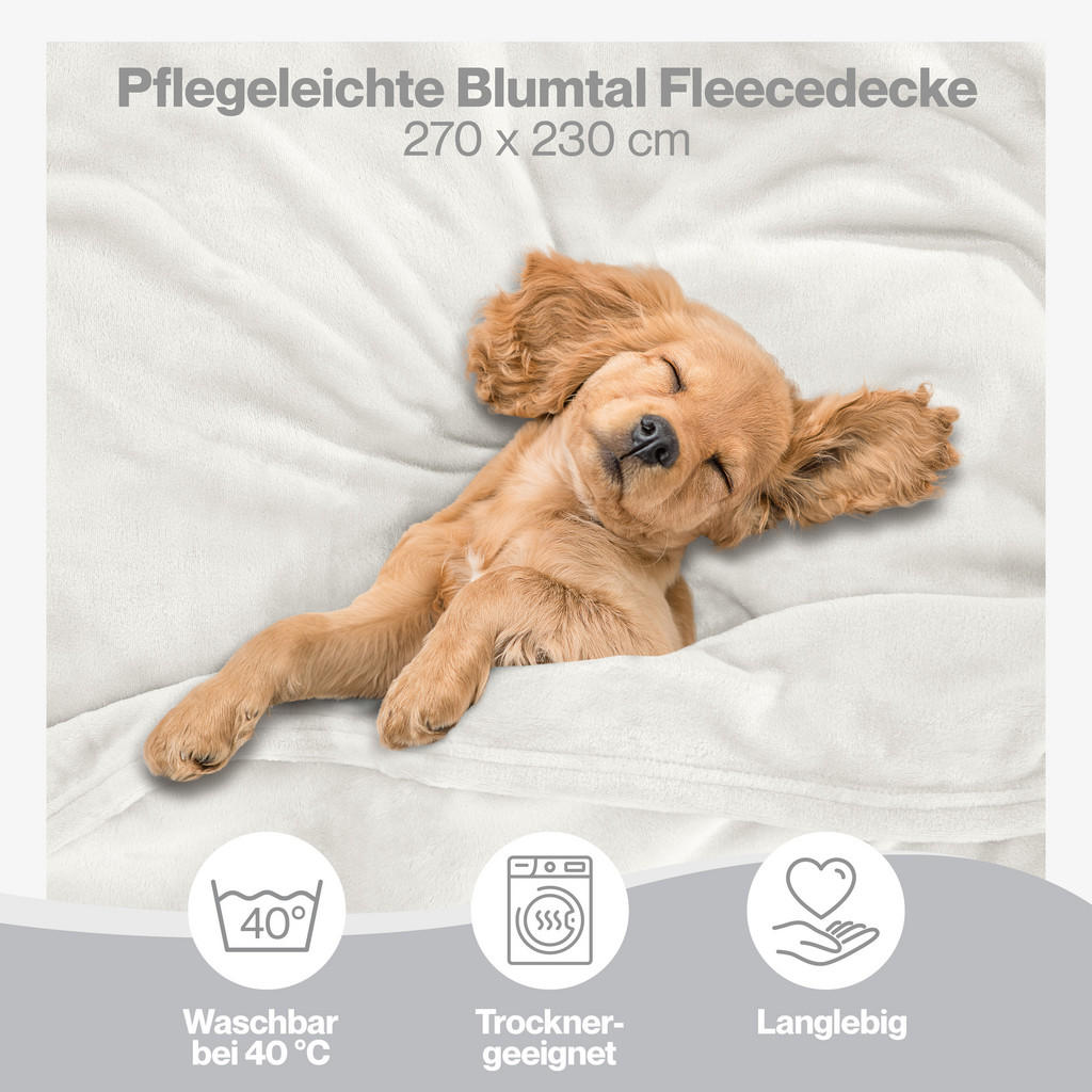 Thumbnail - Blumtal Kuscheldecke, Weiß, Textil, Rechteckig, 270x230 cm, Wohntextilien, Decken, Kuscheldecken