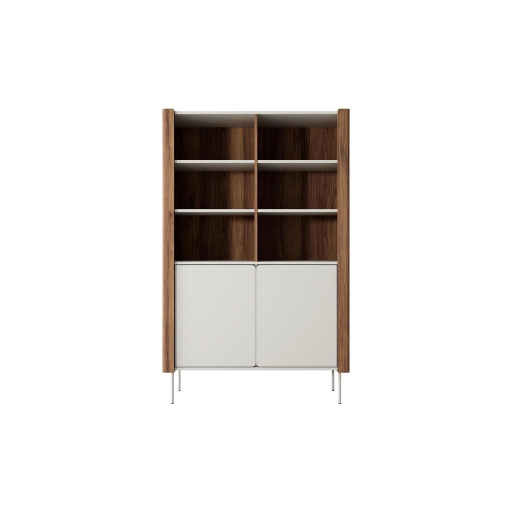 Thumbnail - Bettso Bücherregal, Kaschmir, Walnuss, Holzwerkstoff, 10 Fächer, 1 Schubladen, 105x167x40 cm, Wohnzimmer, ,
