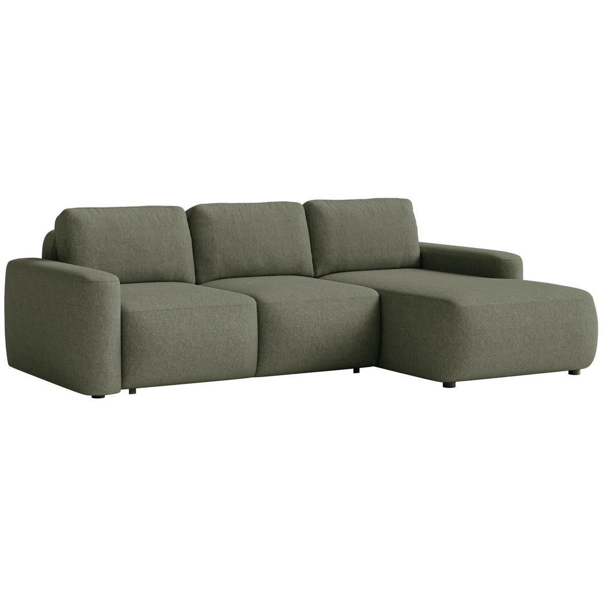 ECKSOFA Carnos Mini Olivgrün Chenille - Schwarz/Olivgrün, Kunststoff/Textil (164/238cm) - Selsey