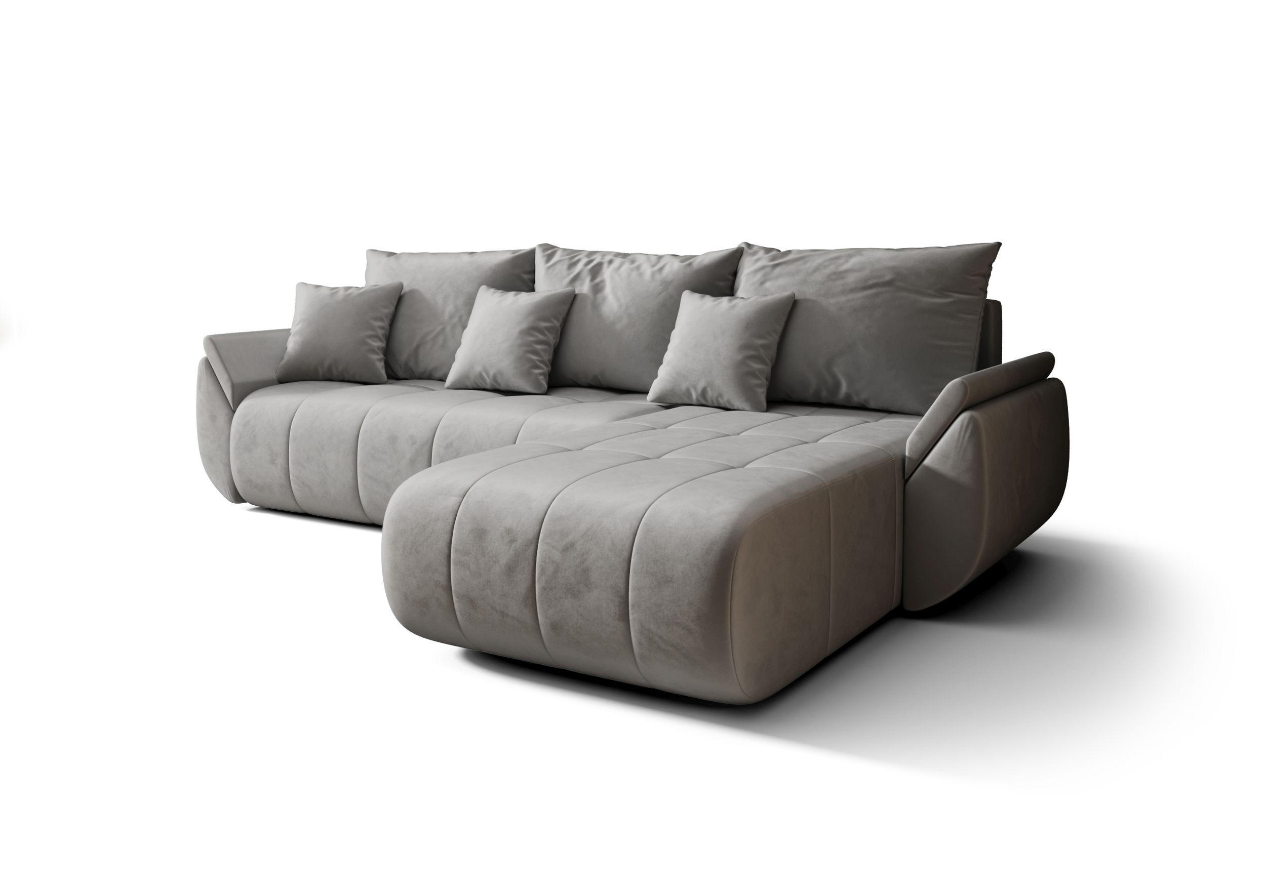 ECKSOFA mit Schlaffunktion TOKYO L Monolith 84 Links - Hellgrau, Textil (280/185cm) - Bedante