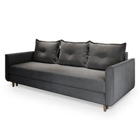 BETTSOFA NAPOL Grau Plüsch-Stoff mit Schlaffunktion - Grau, Textil (220/93/87cm) - MASSENO