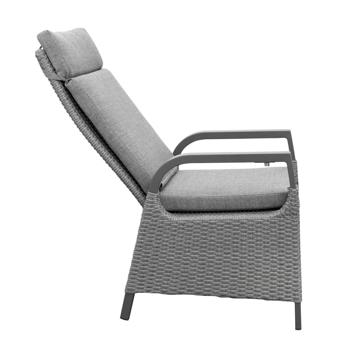 GARTENSTUHL Dallas 2er-Set Aluminium Anthrazit Hochlehner verstellbare Rückenlehne - Grau, Naturmaterialien (80/175/120cm) - bellavista - Home & Garden