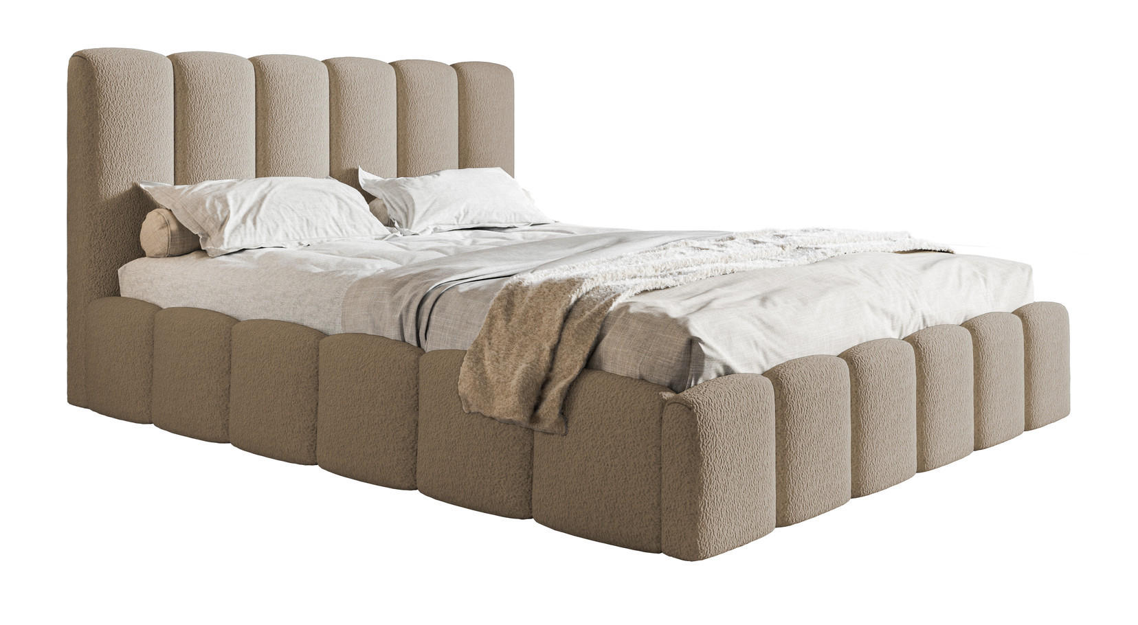 POLSTERBETT 180x200 Palermo mit Bettkasten, Lattenrost, Boucle, Braun - Braun, Holz/Textil (180/200cm) - Emporius