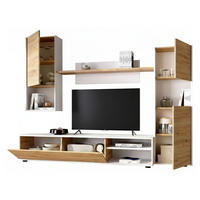 WOHNWAND Holz-Effekt Geknotete Eiche, Weiß 41x220h180 - Braun, Holzwerkstoff (220/180/41cm) - DMORA
