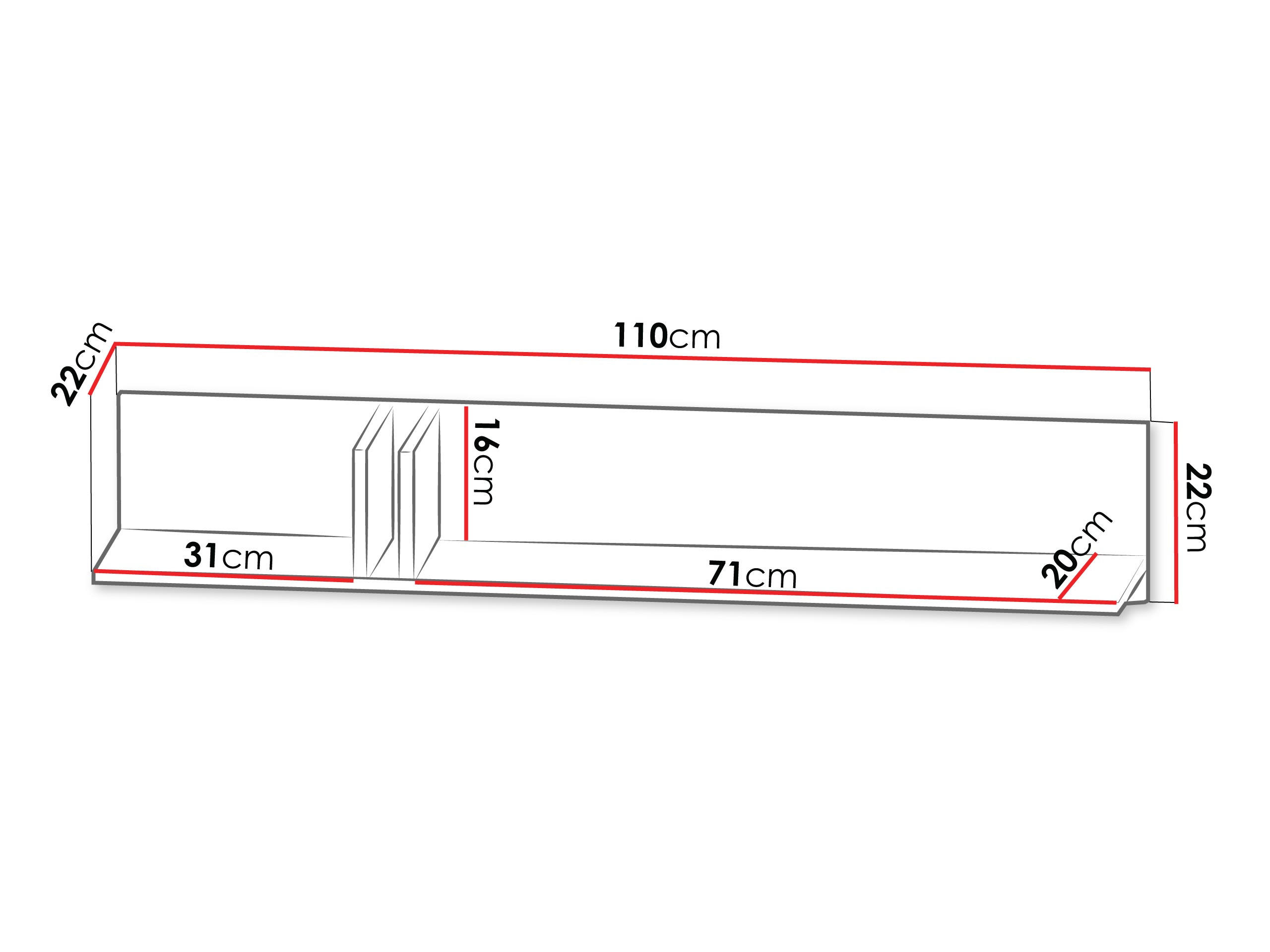 WANDREGAL Alsy AL15 - Eichefarben/Anthrazit, Holzwerkstoff (110/22/22cm) - MIRJAN24