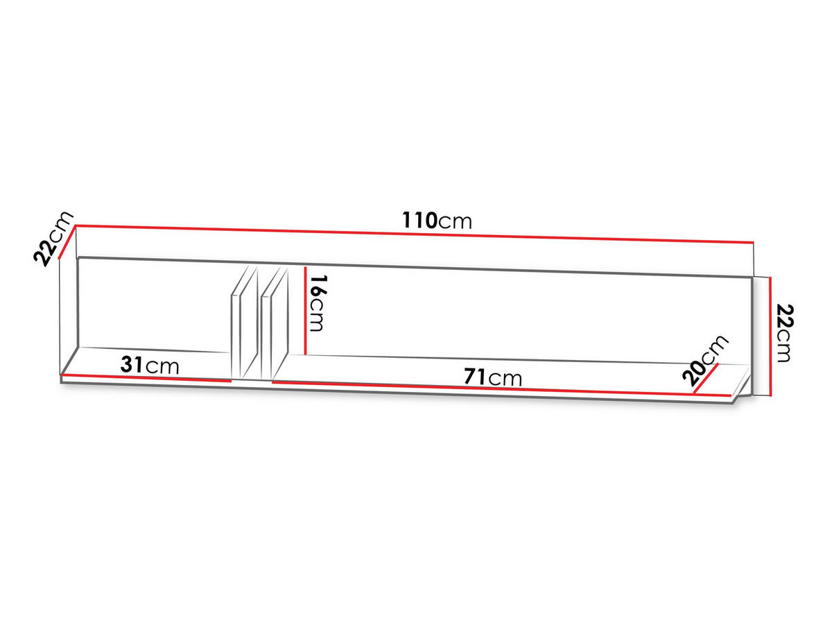 WANDREGAL Alsy AL15 - Eichefarben/Anthrazit, Holzwerkstoff (110/22/22cm) - MIRJAN24