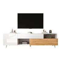 TV-SCHRANK 180x38cm Lowboard Hochglanz 1 Schublade 7 Fächer bis 75 Zoll - Weiß, Holz (52.98/22.99/56.01cm) - FLIEKS