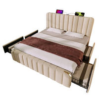 POLSTERBETT 160/200 cm Beige mit 4 Schubladen und USB- und Type-C-Anschlüssen - Beige, Textil (160/200cm) - Flora Grace