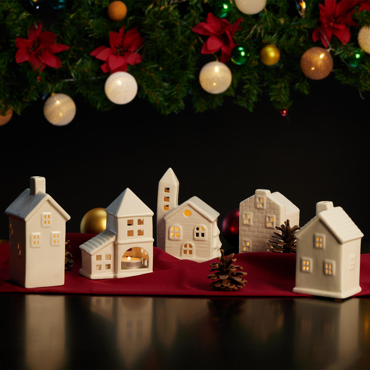 TEELICHTHAUS - Weiß, Keramik (12cm) - Relaxdays