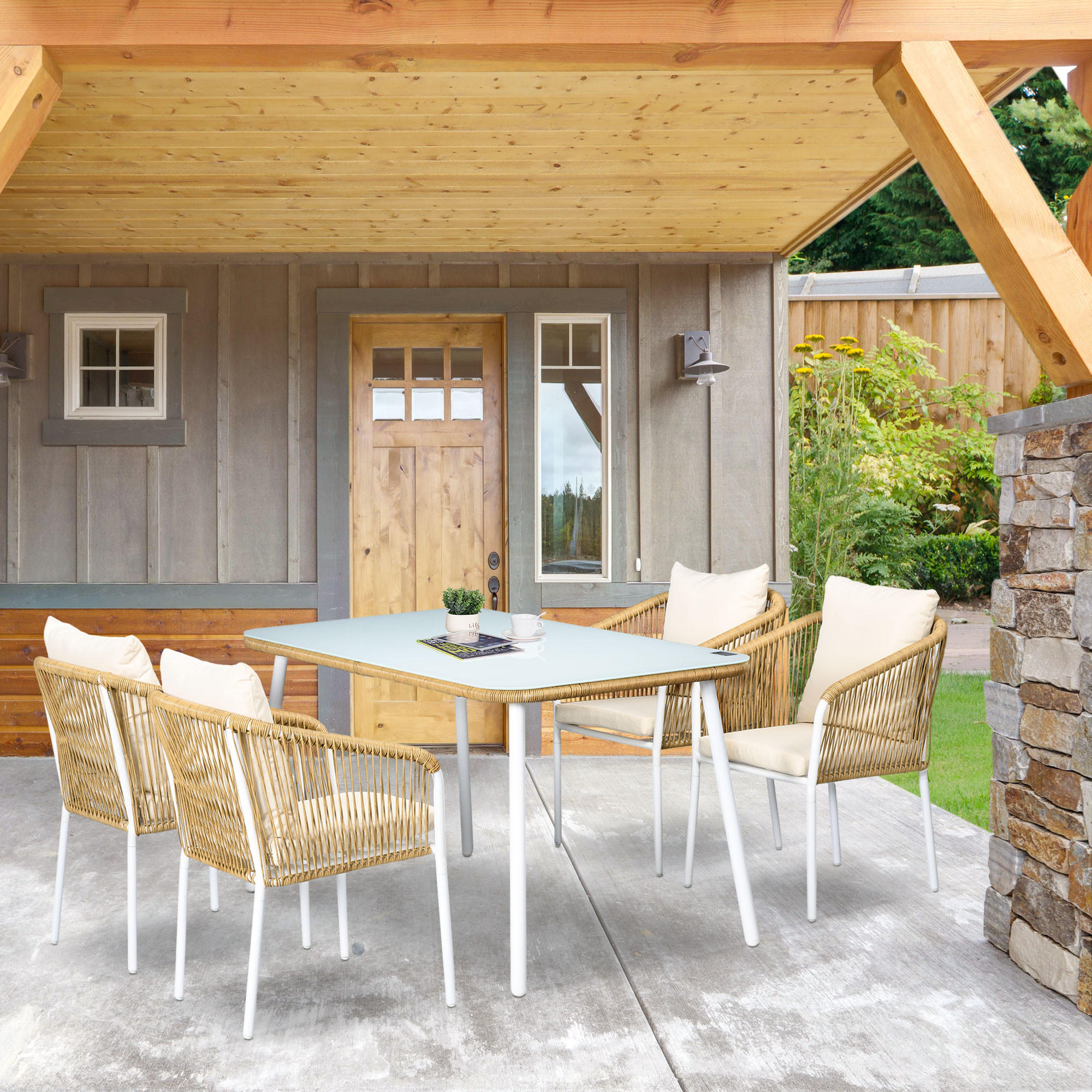 GARTENMÖBEL Set, PE-Rattan, Alu, Gelb - Gelb, Kunststoff - Outsunny