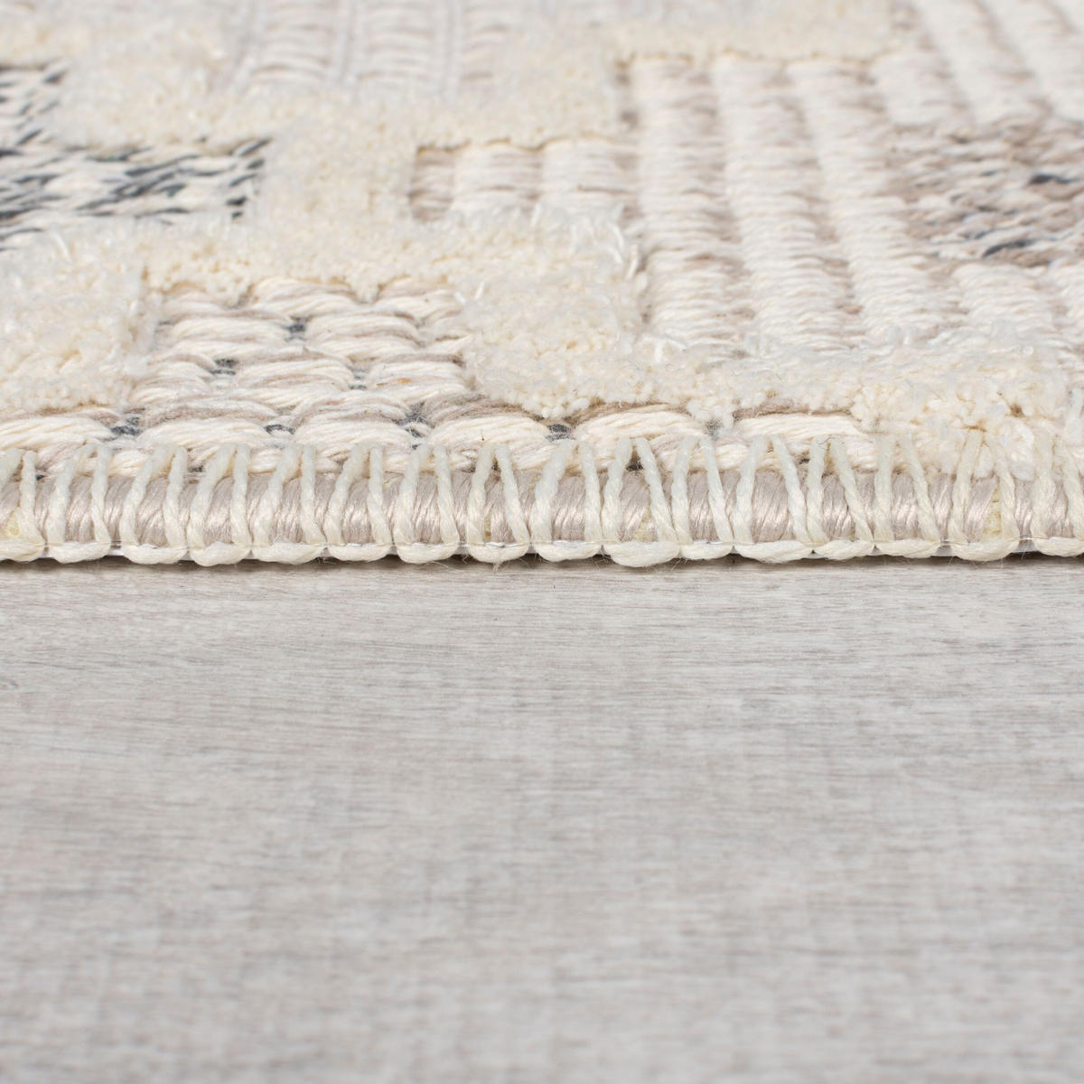 TEPPICH waschbar Kreuzornament Muster, Geometrisch, Küche schmutzabweisend Grau-Beige Rechteckig 116x170 - Grau, Textil (116/170cm) - KADIMA DESIGN
