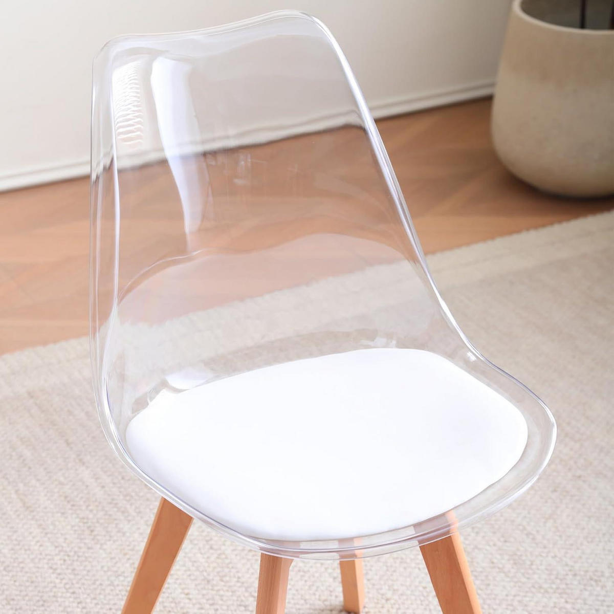 ESSZIMMERSTUHL 8-teiliges Set Transparent Weiß - Transparent, Kunststoff (42/83.5/49cm)