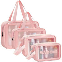 KULTURBEUTEL 5-teiliges Set, transparent, in Rosa - Rosa, Kunststoff (22.4/4.8/32.3cm)