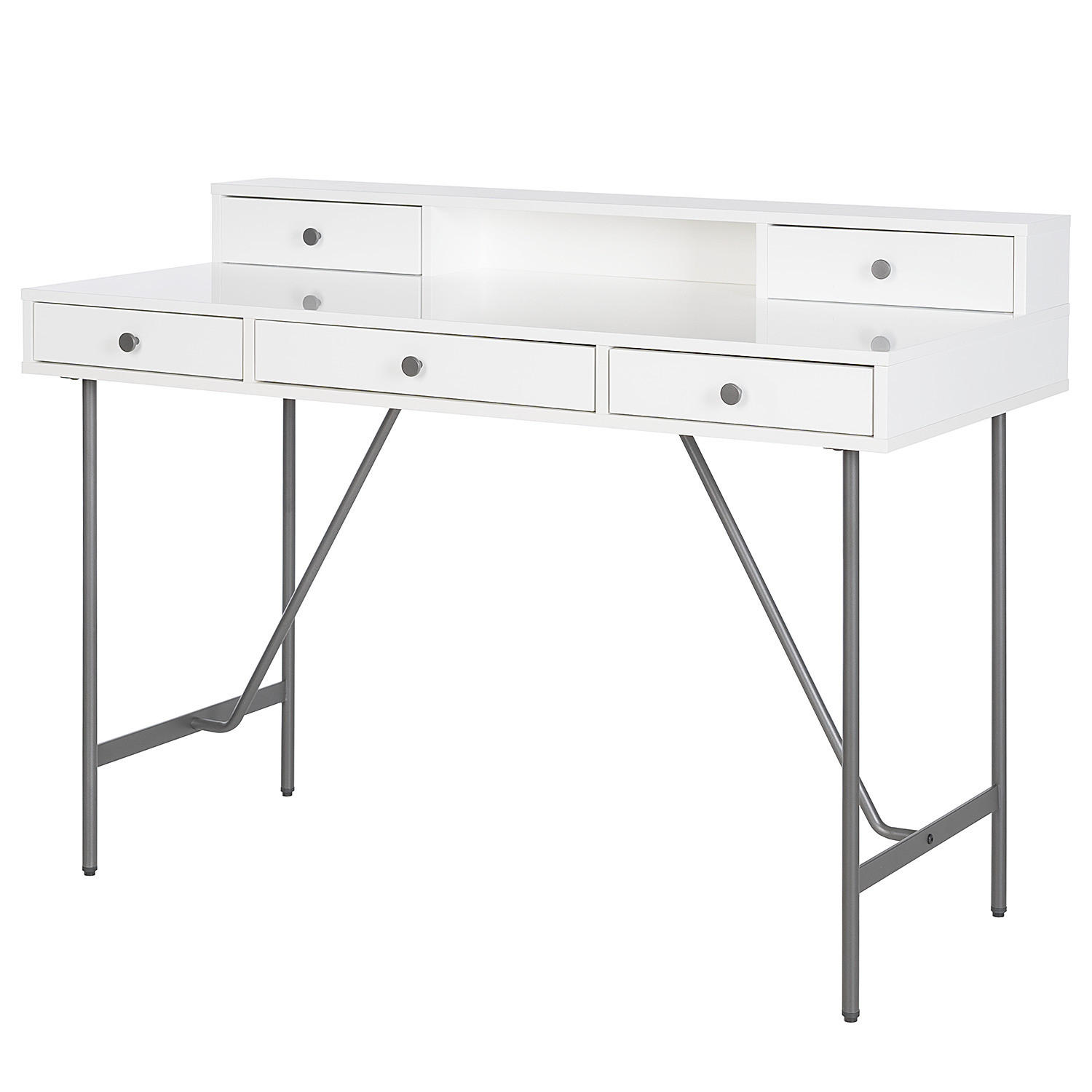 SCHREIBTISCH - Weiß / Schwarz - Weiß, Holzwerkstoff/Metall (55/120/87cm) - home24