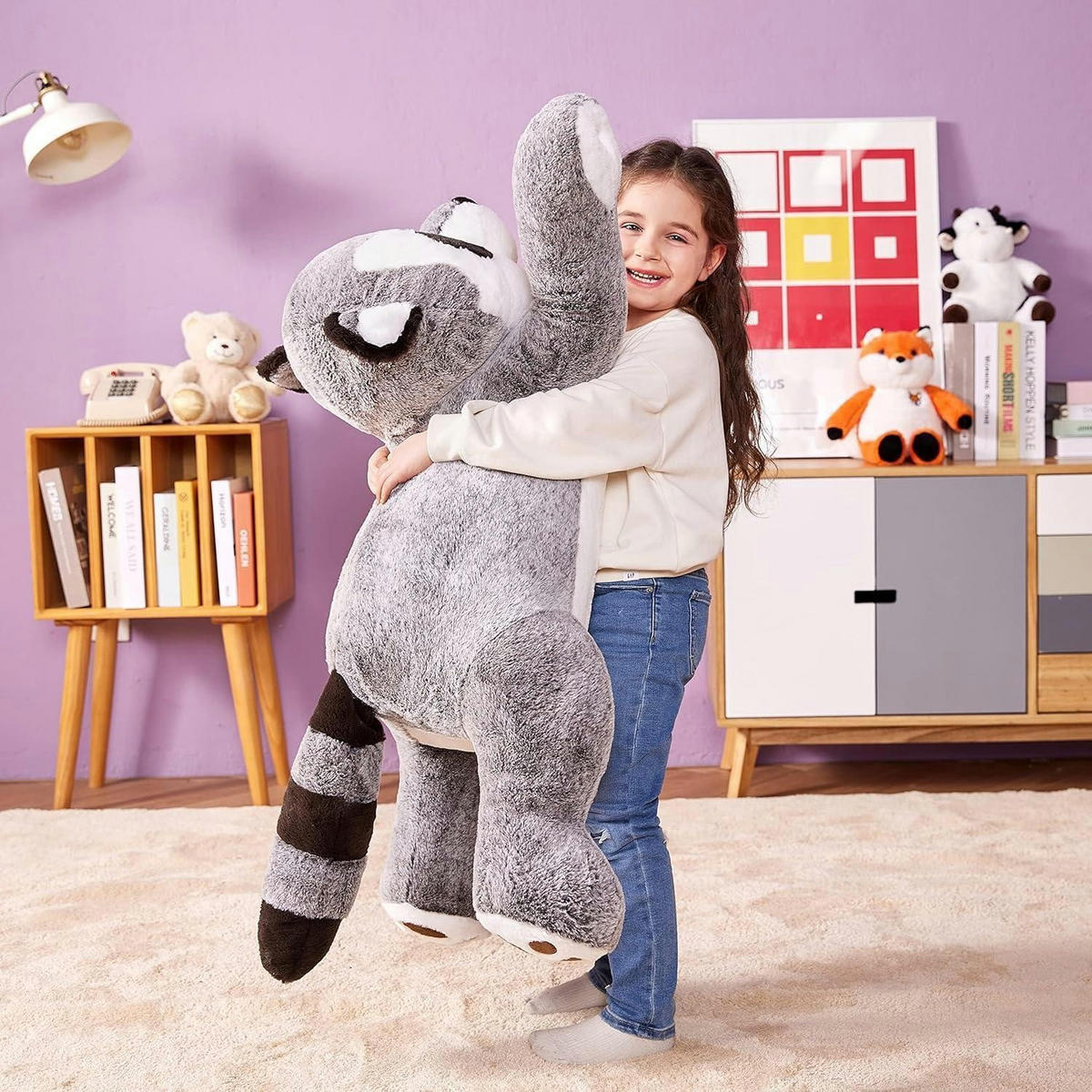 STOFFTIER Waschbär 78 cm - Grau, Textil (35.6/76.2cm)
