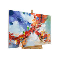 ACRYLBILD HANDGEMALT 120/80 cm - Blau/Rot, Holz/Textil (120/80cm) - KUNSTLOFT