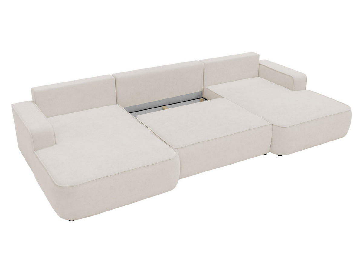 WOHNLANDSCHAFT Mono U - Hellgrau/Schwarz, Holz/Kunststoff (364/87/168cm) - MIRJAN24