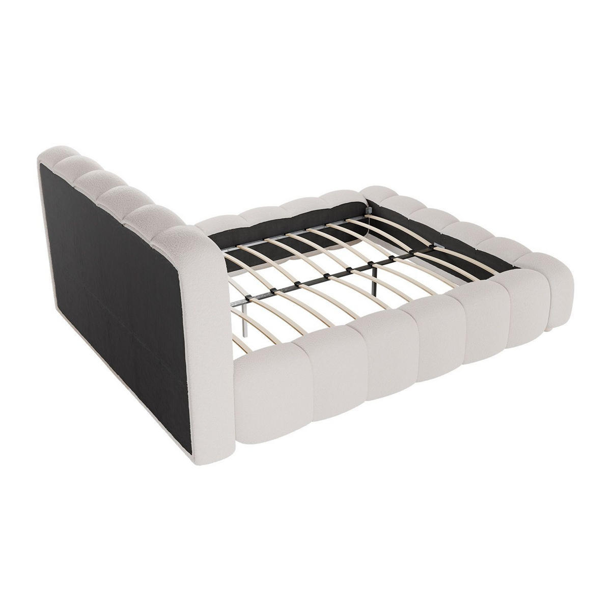 POLSTERBETT Catania 140/200 cm Creme Bouclé inkl Matratze - Creme, Textil (140/200cm) - Juskys