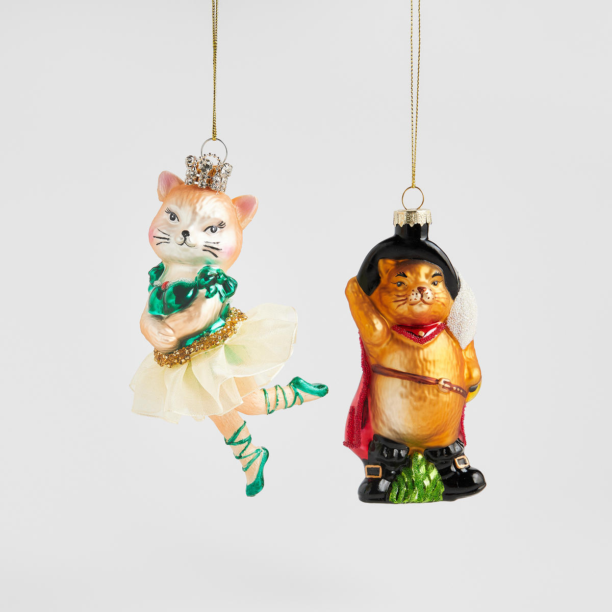 WEIHNACHTSKUGEL Glas MARTINKOS, Katze 7x14 cm, Gold, Christbaumkugeln, Weihnachtsdeko Xmas, Christmas Deko - Goldfarben, Glas (7/6/14cm) - home&you